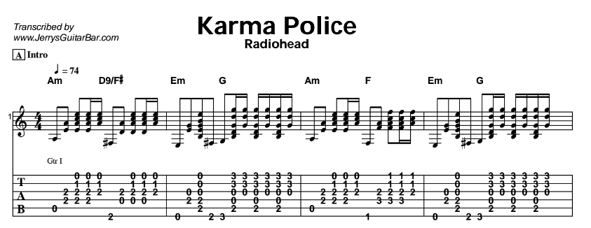 Karma police tabs guitar pro